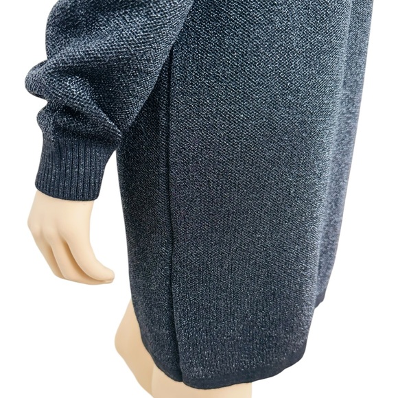 Zara Black Turtleneck Shoulder-Pad Sweater Metalic Long Sleeve Mini Dress - Picture 11 of 13